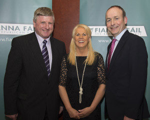 By-election candidate Bobby Aylward with Carlow Councillor Jennifer Murnane O' Connor & party leader Michéal Martin