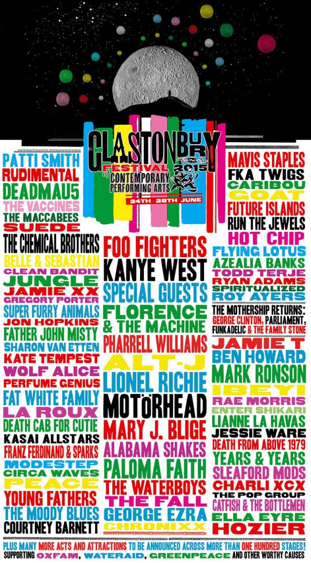 Glastonbury's 2015 lineup