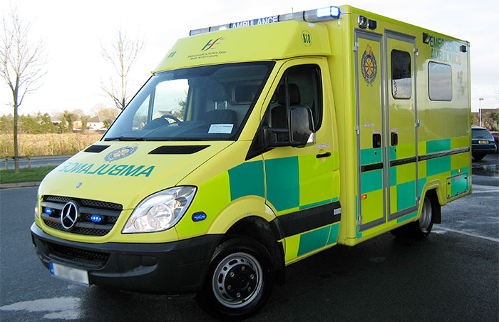 Irish emergency services ambulance pictured.