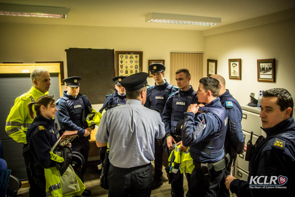 Gardai being briefed in Kilkenny before the most recent phase of Operation Storm last month