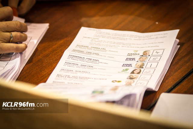 Ballot papers pictued during the Election 2016 count on Saturday 27 February 2016 at The Hub, Cillin Hill, Kilkenny. Photo: Ken McGuire/KCLR