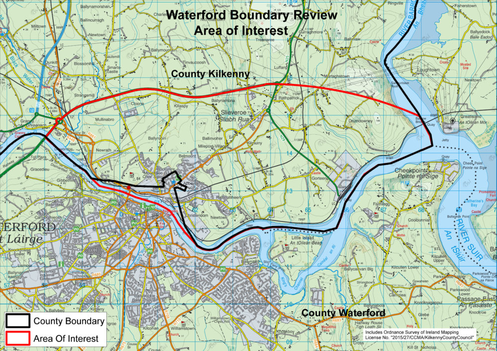 The original area of interest on the Waterford/Kilkenny boundary