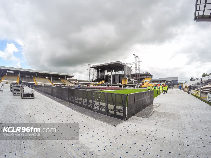 The Rod Stewart stage setup at Nowlan Park, Kilkenny. Photo: Ken McGuire/KCLR