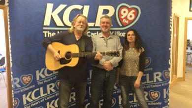 Declan Sinnot and Vickie Keating with Martin Bridgeman at a Studio 2 Session for Folk/Roots on KCLR