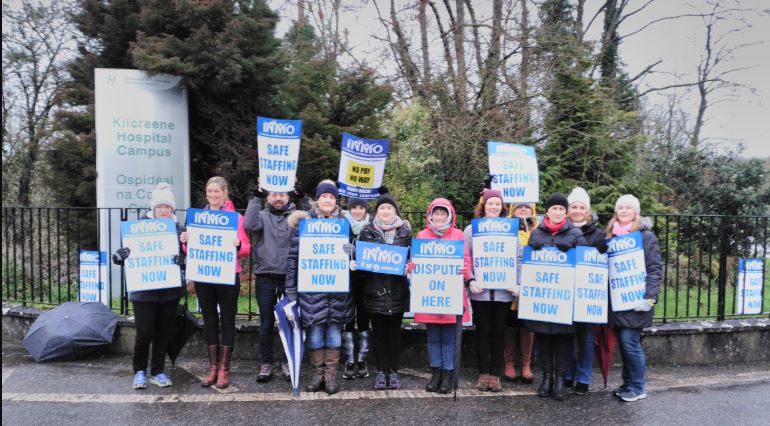 Nurses back out in numbers on the picket line at Kilkenny hospitals