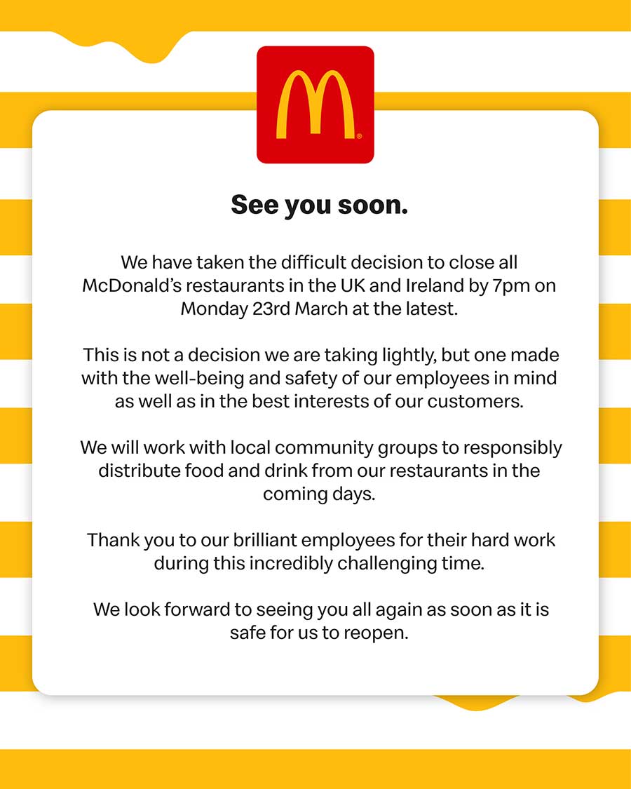 McDonald's closing statement.