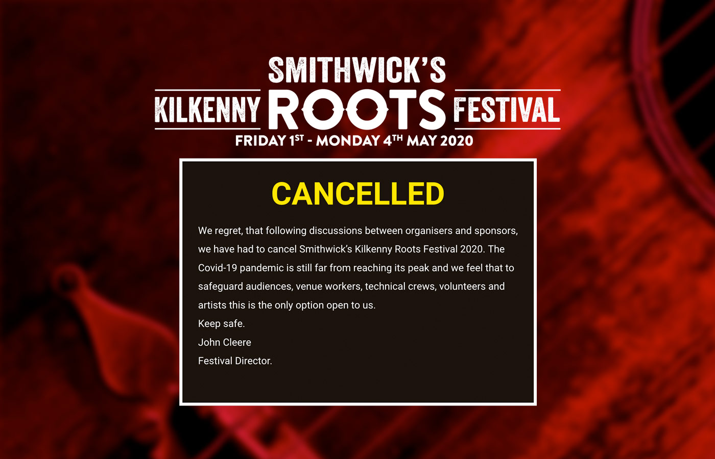 Kilkenny Roots Festival cancels 2020 edition over Covid19 concerns