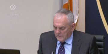 John McGuinness TD, chairing the Dail Finance Committee (screengrab oireachtas.ie)