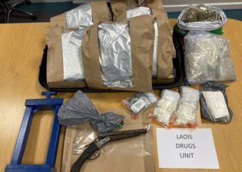 €285,000 worth of drugs seized with gun and ammunition in Laois