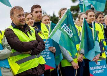 100 Staff turn out to protest at St Lukes Hospital this afternoon