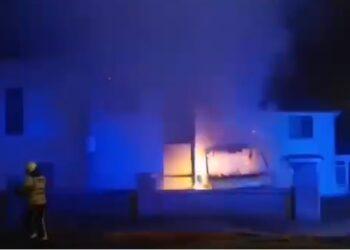 Emergency services battle bus blaze on Carlow town outskirts