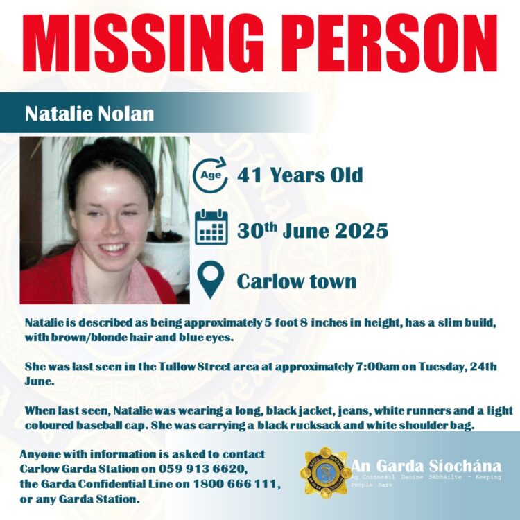 Search underway for woman last seen in Carlow town