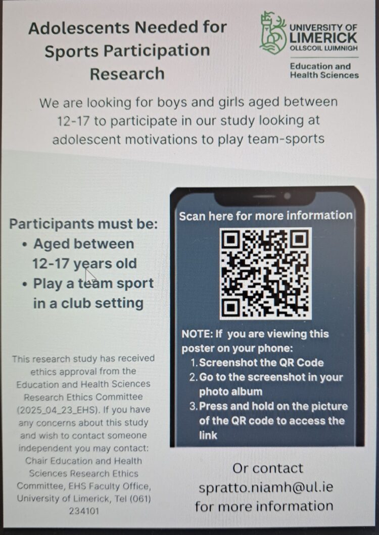 Carlow sports lecturer seeks teen participants for team sports motivation study