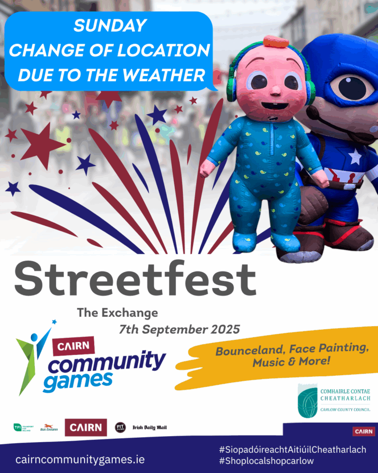 Venue Changed for Carlow Streetfest due to Weather Conditions