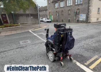 Local man showcasing perils of travelling through Carlow in a wheelchair