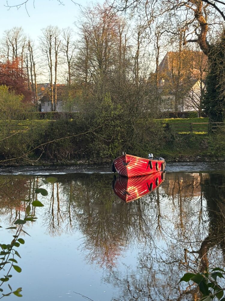 Boat on solo run on Kilkenny city stretch of River Nore