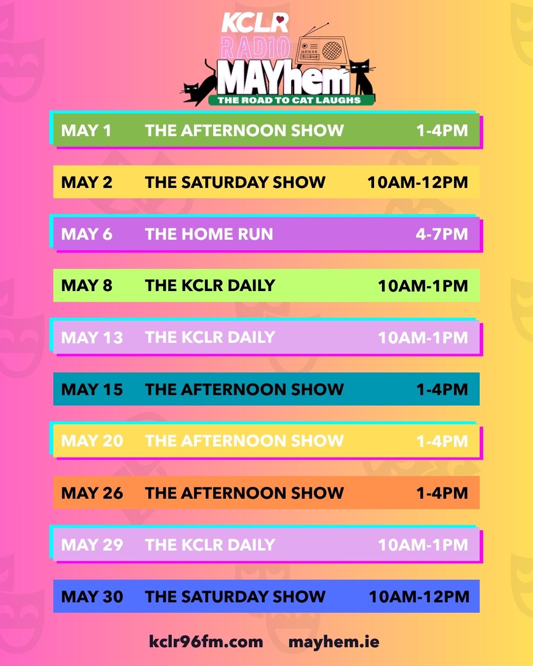 KCLR Radio MAYhem Schedule 2026
