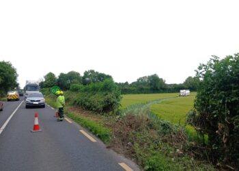 Emergency services at crash scene in county Carlow